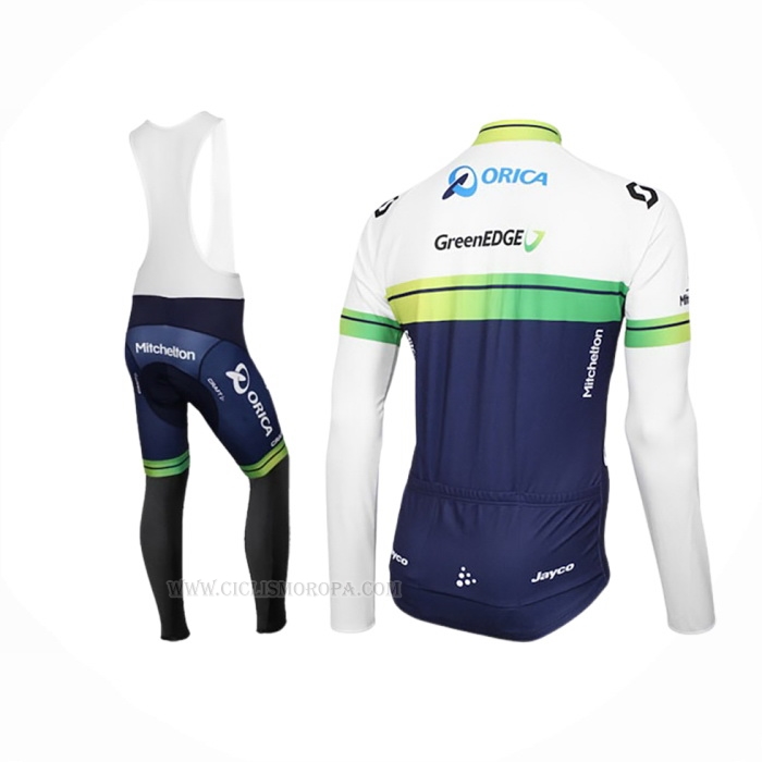 2016 Ropa Ciclismo Orica GreenEDGE Blanco Azul Mangas Largas y Culotte Lunga